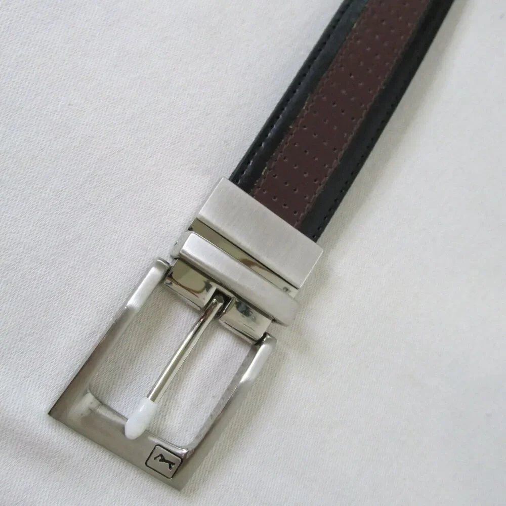PGA‎ Tour 42 Belt Leather Reversible Black Brown Inset 2849500 Silver Tone Golf